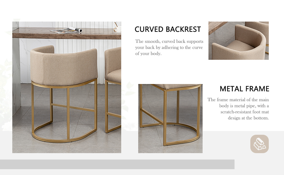 Riknuxi 25" Gold Bar Stools Set of 2, Modern Barrel Bar