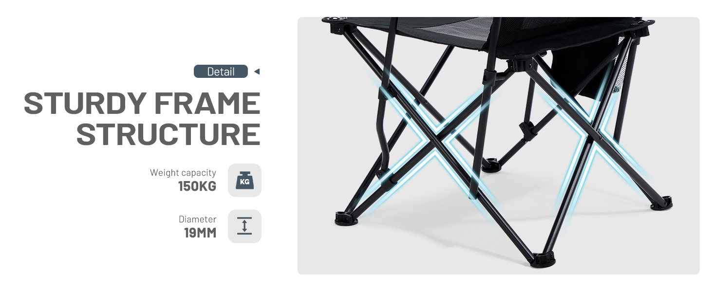 TIMBER RIDGE Folding Camping Chair, Collapsible Armrests Chair With Cup