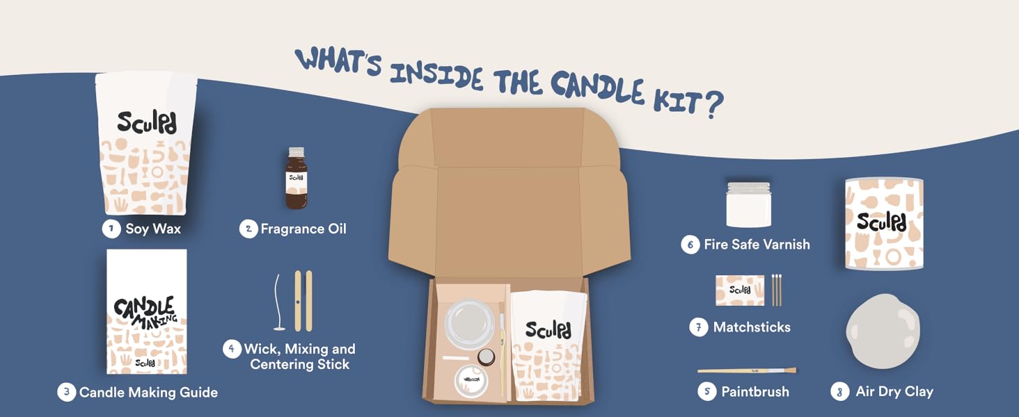 SCULPD pottery candle making kit for two with airdrying clay