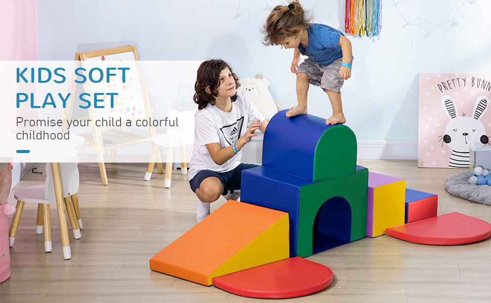 7 Pieces Foam Soft Play Set Kids Indoor Climbers Play Structures