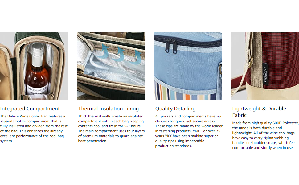 Greenfield Collection 2 Person Deluxe Insulated Wine Cooler Bag for