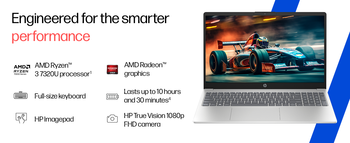 HP 15, AMD Ryzen 3 7320U (8GB DDR4, 512GB SSD) FHD, Anti-Glare, Micro-Edge, 15.6''/39.6cm, Win11, M365 Basic(1yr)* Office24, Silver, 1.59kg, fc0500AU, FHD Camera w/Privacy Shutter Laptop 4 Ryzen 3