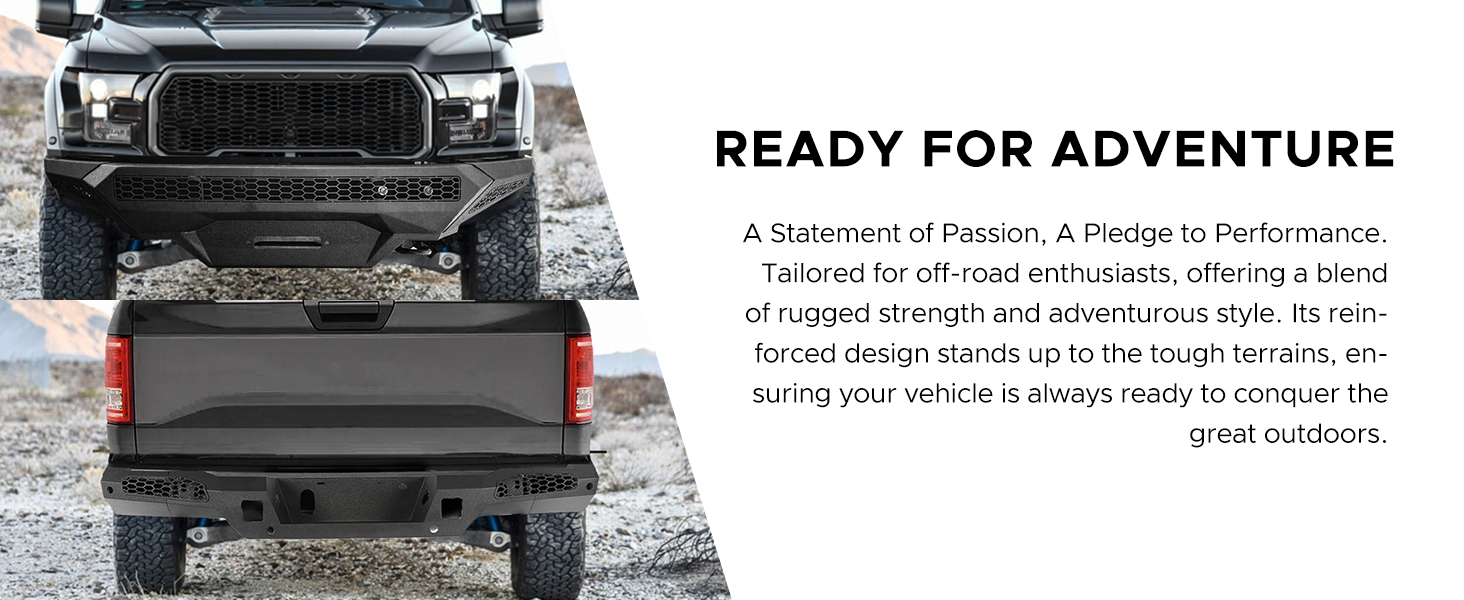 front rear bumpers combo for ford 150 f-150 f150 f 150 2015 2016 2017 off road