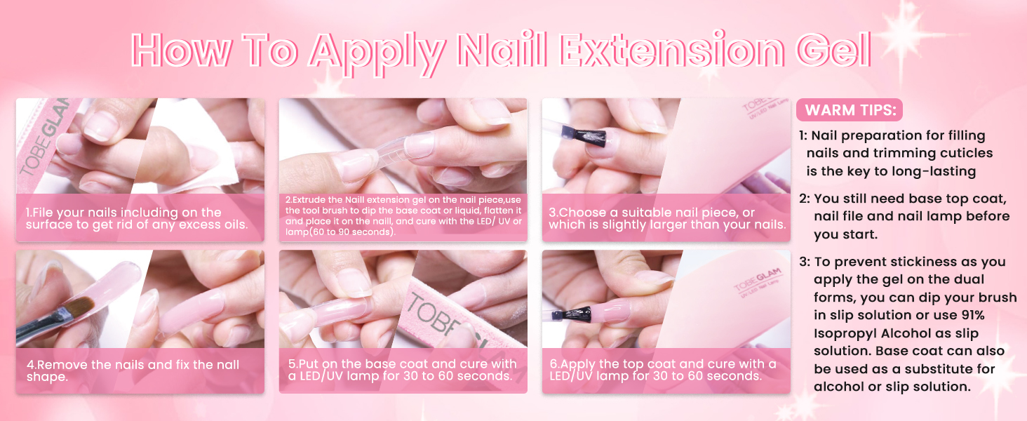 TOBEGLAM Poly Nail Extension Gel set,15ml*6 Glitter Nail Extension Gel