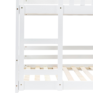 HOOSENG Bunk Bed Twin Single Sleeper Bed, 3FT Solid Wood Bed Frame Single Bed Gaming Bed With Ladder And Guard Rail, Castle-shaped Bed Children's Bedroom Furniture For Kids Children (White) 15 4