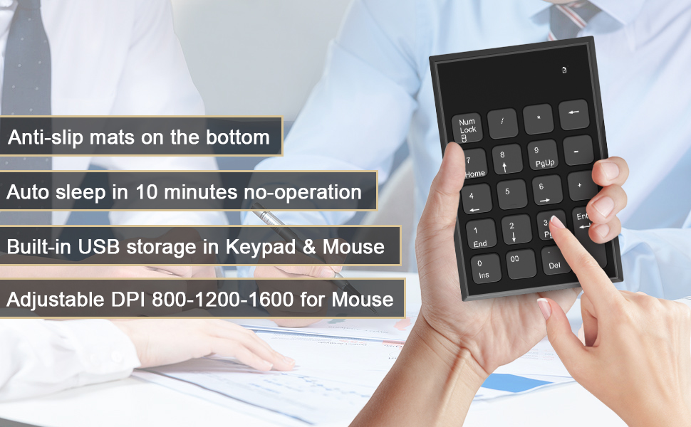 Wireless Numeric Keypad and Mouse Combo, 2.4 GHz Numeric Keypad Numpad
