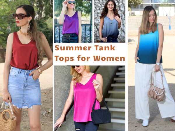 Zeagoo Women 2025 Silk Satin Tank Tops Dressy V Neck