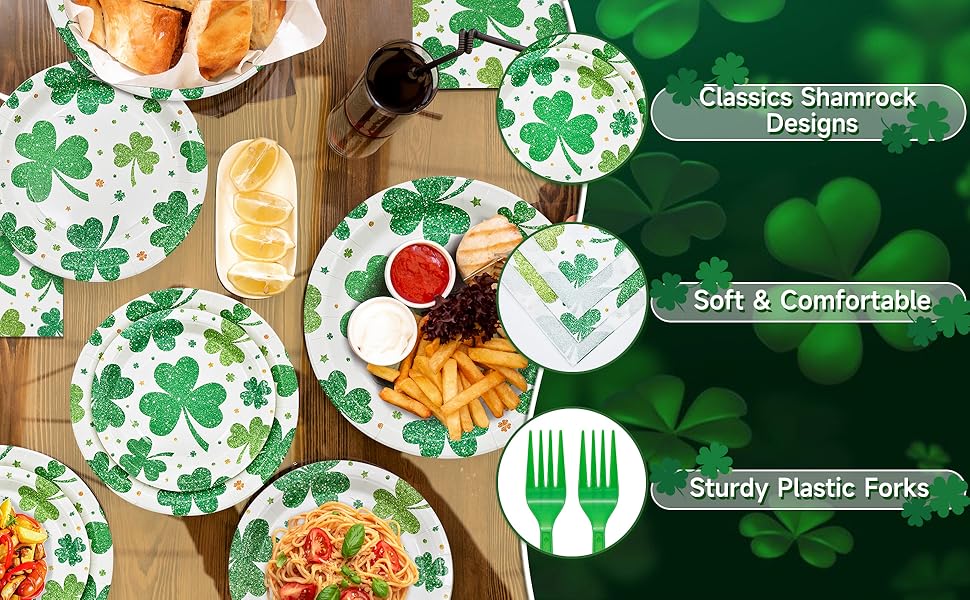 96 Pieces St. Patrick's Day Shamrock Plates