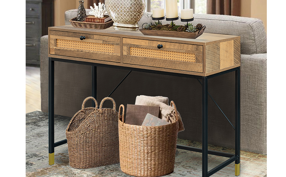 GIA Home Furniture Series Mid Century Console Table Rattan