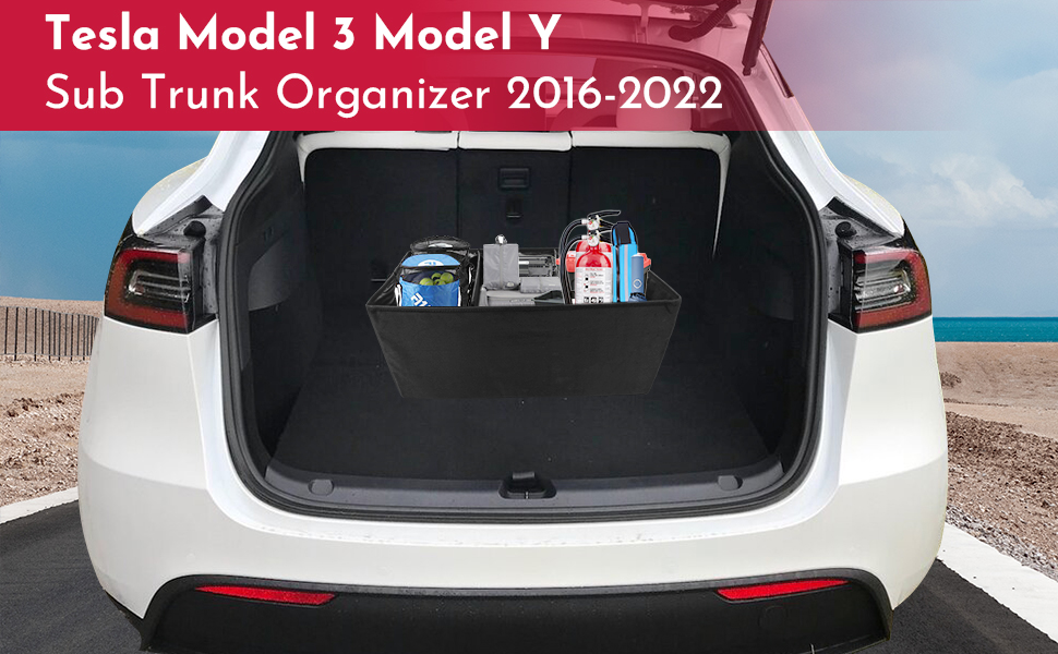 BASENOR Tesla Model 3 Model Y Sub Trunk Organizer Auto Durable
