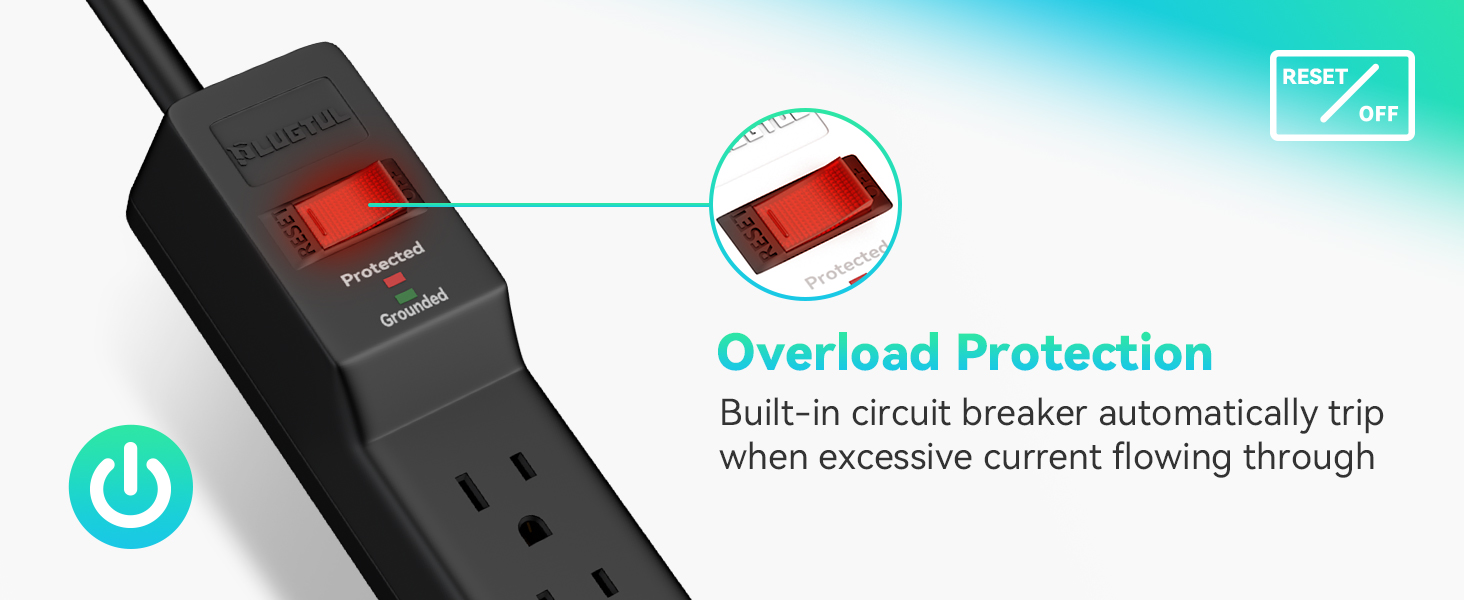 Amazon.com: PLUGTUL 2 Pack Power Strip Surge Protector 4 FT, 6-Outlet - Plug Surge Protector Into Surge Protector