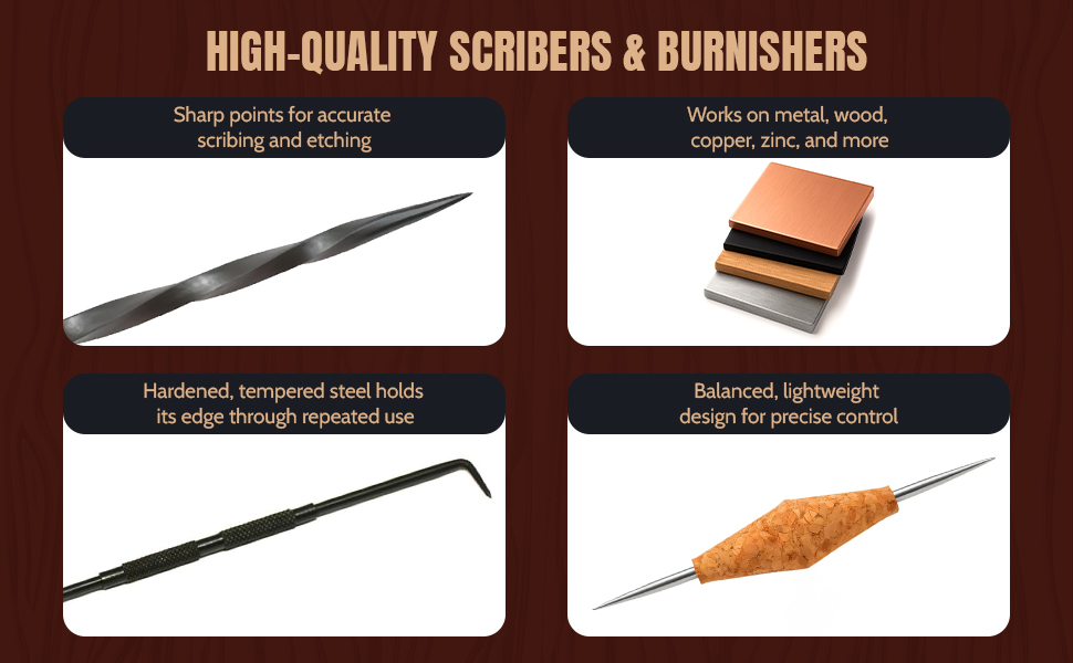 Etching Tools – Individual Scribers & Burnishers