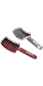 Boar Bristle Hair Brush set pink white