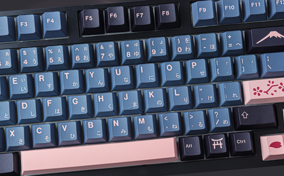 Amazon.com: Tsungup 日本之夜櫻櫻花輪廓鍵帽- 134 鍵染料昇華