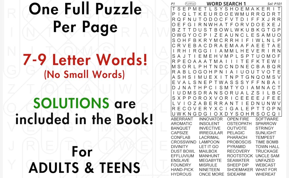 Word Search Puzzle Book for Adults & Teens VOL 1 5200 Words to Find