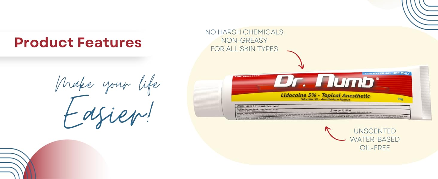 DR. NUMB 5 Lidocaine Topical Anesthetic Numbing Cream 30g Vitamin