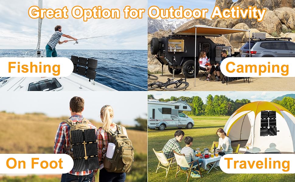 Solar Panel Charger for Camping Fishing Hiking