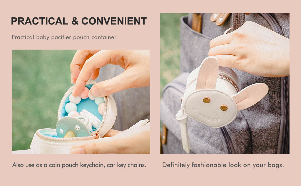 Pacifier Case Holder with Clip by MOMINSIDE Clasp to Easily Attach to Diaper Bags or Purse