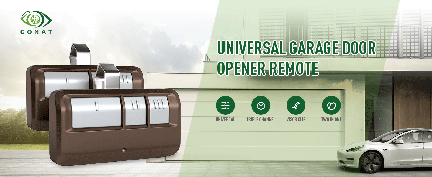 GONAT Universal Garage Door Opener Remote with Visor Clip, for
