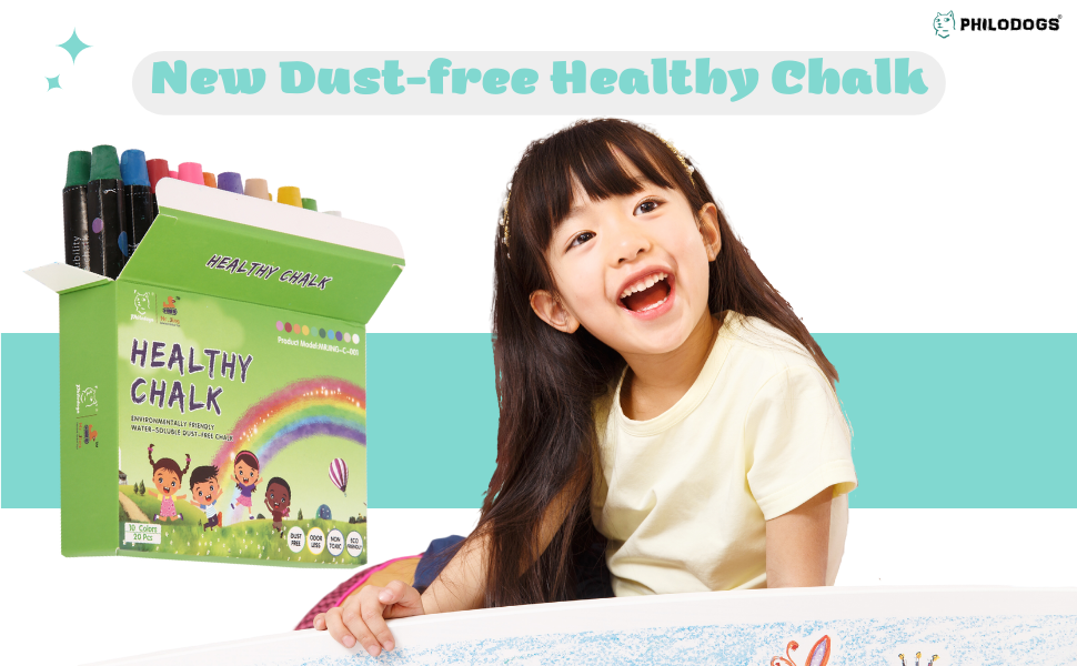 PHILODOGS 20 Count Chalk, Chalks for Kids, Sidewalk Chalk for Toddlers