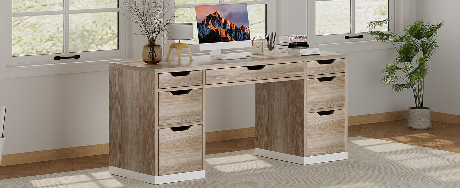 54 Inch Computer Desk with Storage Drawers