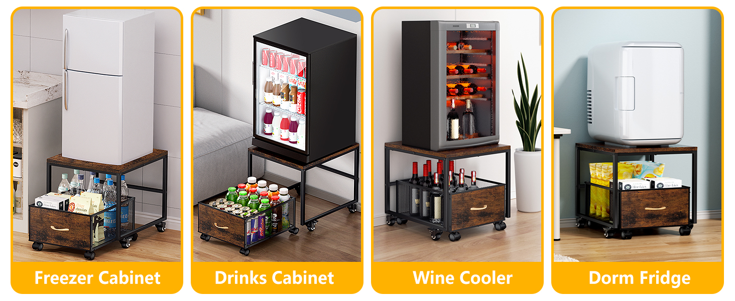 mini fridge stand with wheels