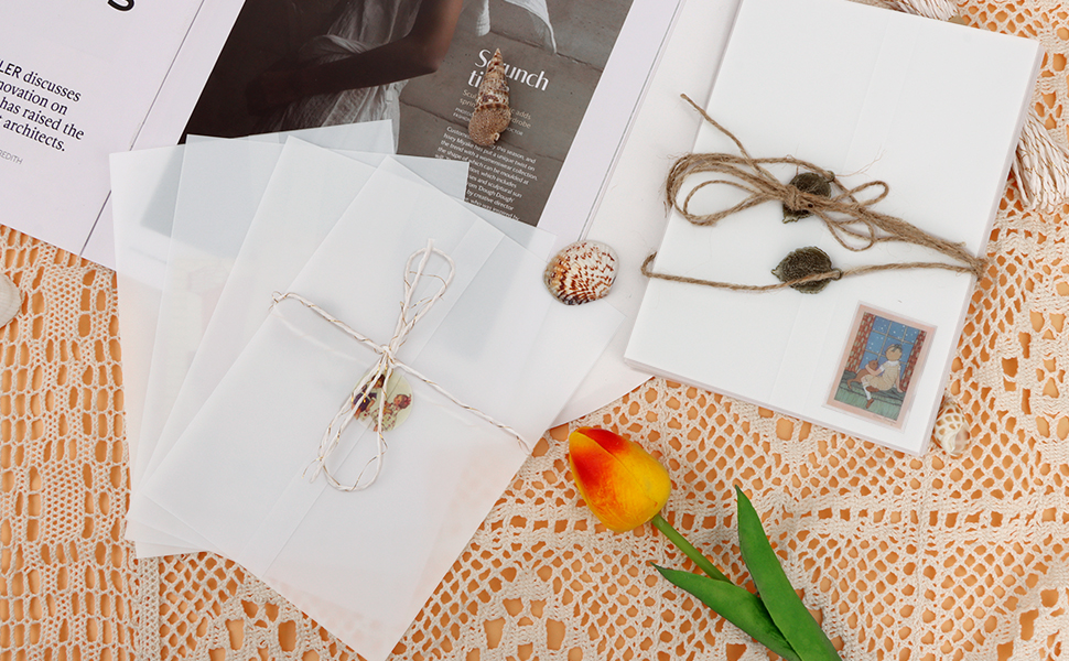 HIMOMO 50 Pack Vellum Jackets for Wedding, Vellum Paper