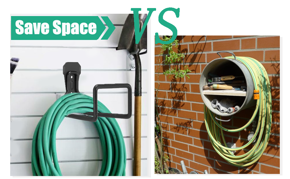 BAKEWAY Garden Hose Holder Wall Mount Metal Hose Hanger