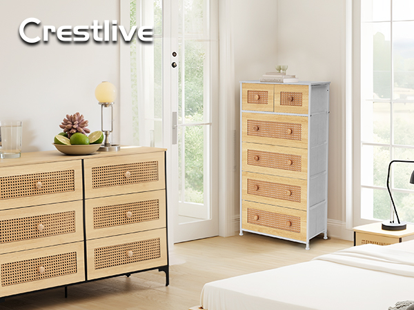 Amazon｜Crestlive Products タンス ラタン チェスト 箪笥 ワイド収納