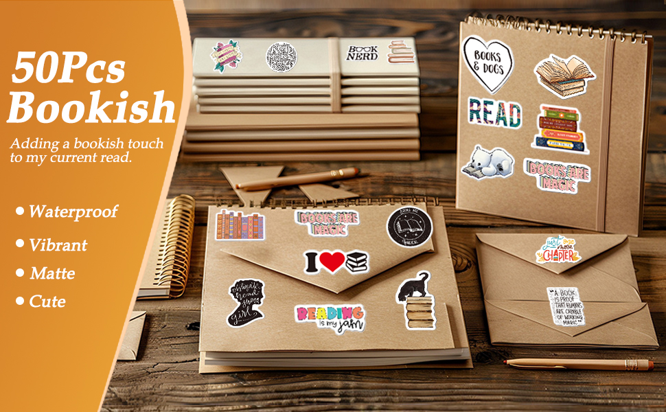 Love Reading Stickers on Notebooks, Book Lover Decals on Letters, Aesthetic Reading Stickers