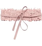 CALFOVERA Lace Waist Belts PU Leather Bow Tie Wrap Band Corset Wide Bowknot Cinch Obi Waistband C...