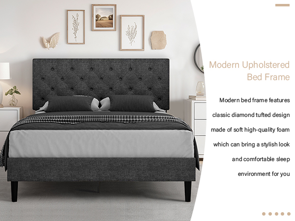 【状態良好】A BOOK OF BEDS Amazon.com: HOMBCK Full Size Bed Frame with Headboard, Linen