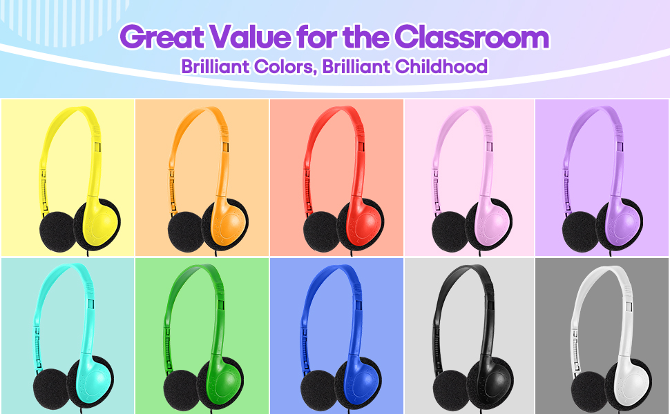 multi colored bulk headphones