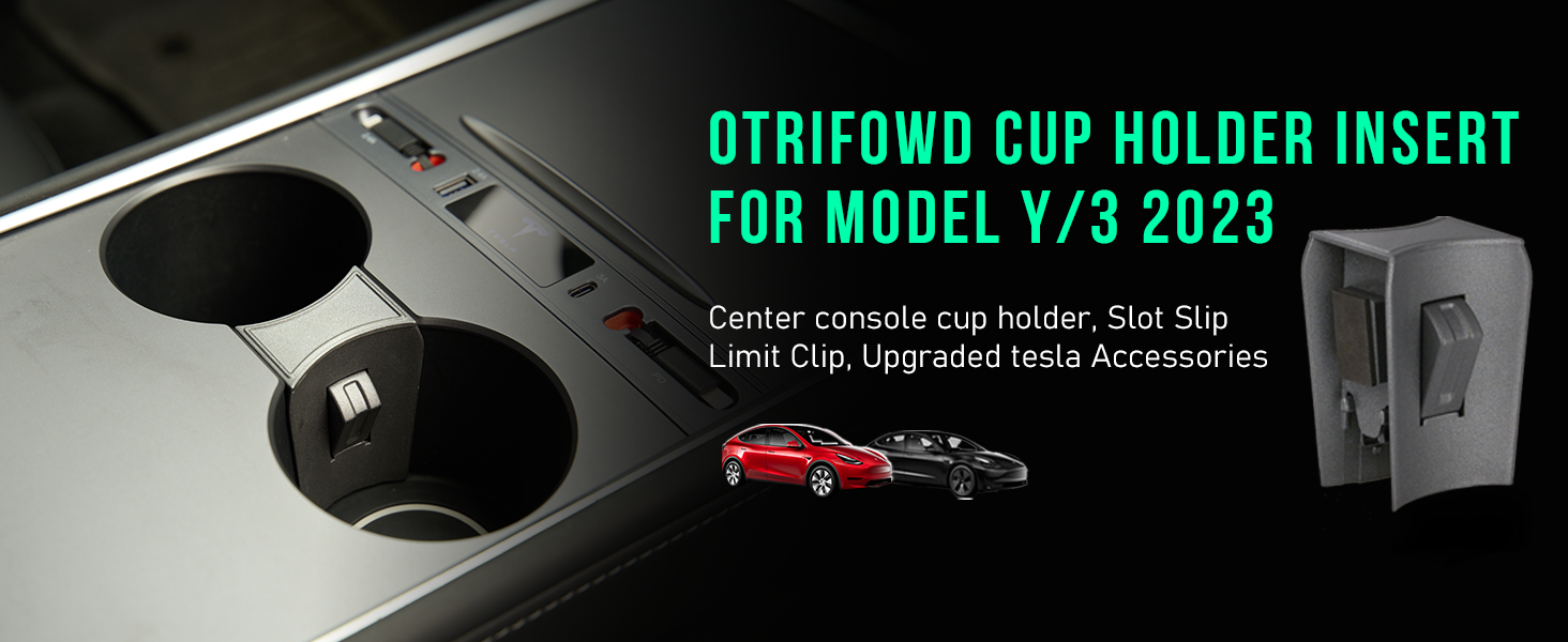 OtriFowd Cup Holder Insert for Model Y Model 3 2023