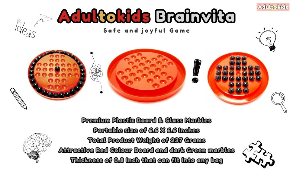 Buy Adultokids Brainvita (Goli kundu/Kanche)() Board Game with 32 Glass