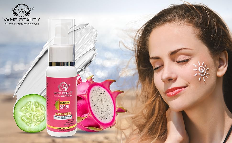 spf50 sunscreen flax seed dragon fruit cucumber for all skin types