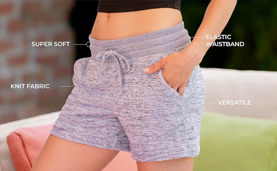 90 Degree By Reflex Womens Soft Sweat Shorts High Waisted