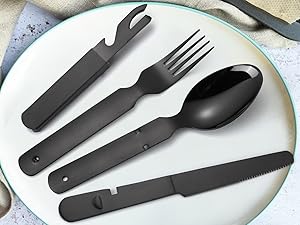 Black Flatware 4 in 1