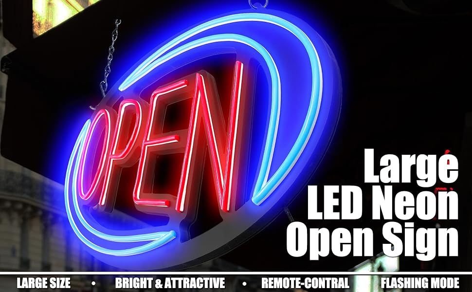 Open Signs for Business Neon Open Sign Led for Window Wall Door w/Remote Control