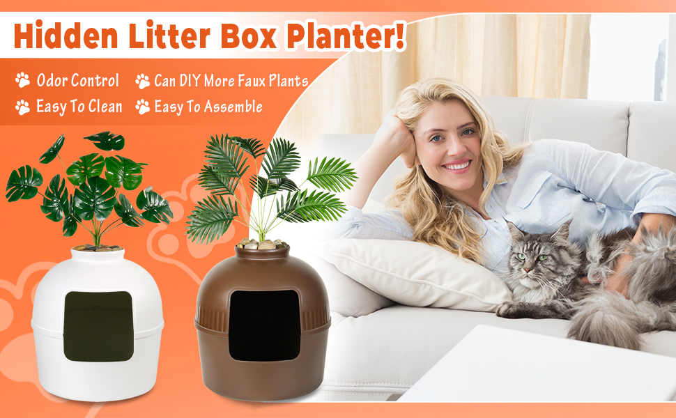 GKOKG 6 Pcs Plant Litter Box Set Includes 2 Pcs Faux