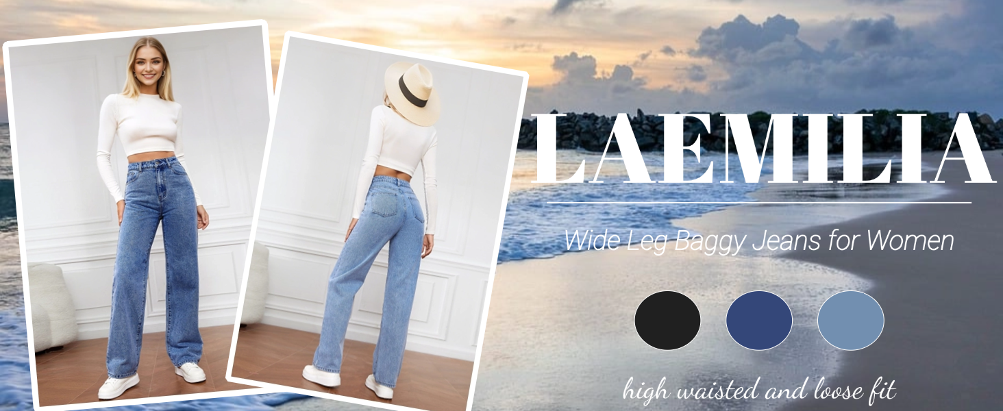 womens baggy jeans wide leg trousers high waisted