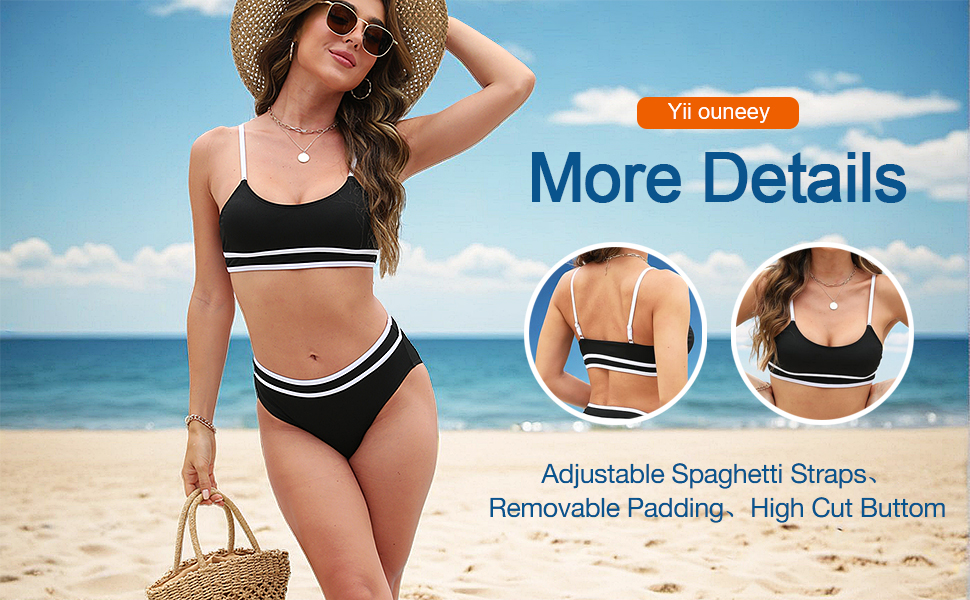 Amazon.com: Yii ouneey Women High Waisted Bikini Ribbed Two