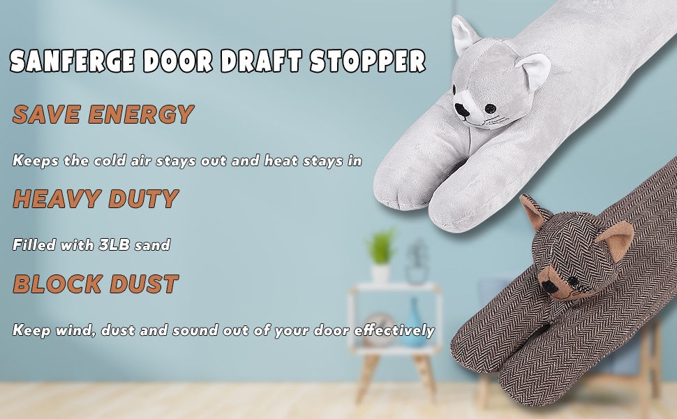 SANFERGE Kitty Cat Door Draft Stopper for Bottom of Door