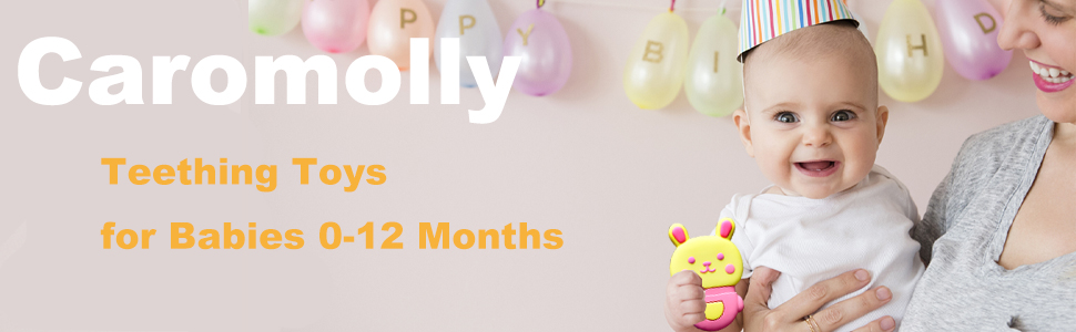 Baby Teething Toys, Caromolly Soft Silicone Chew Toys, Baby Soothing Teether Toy, Electric Soothing