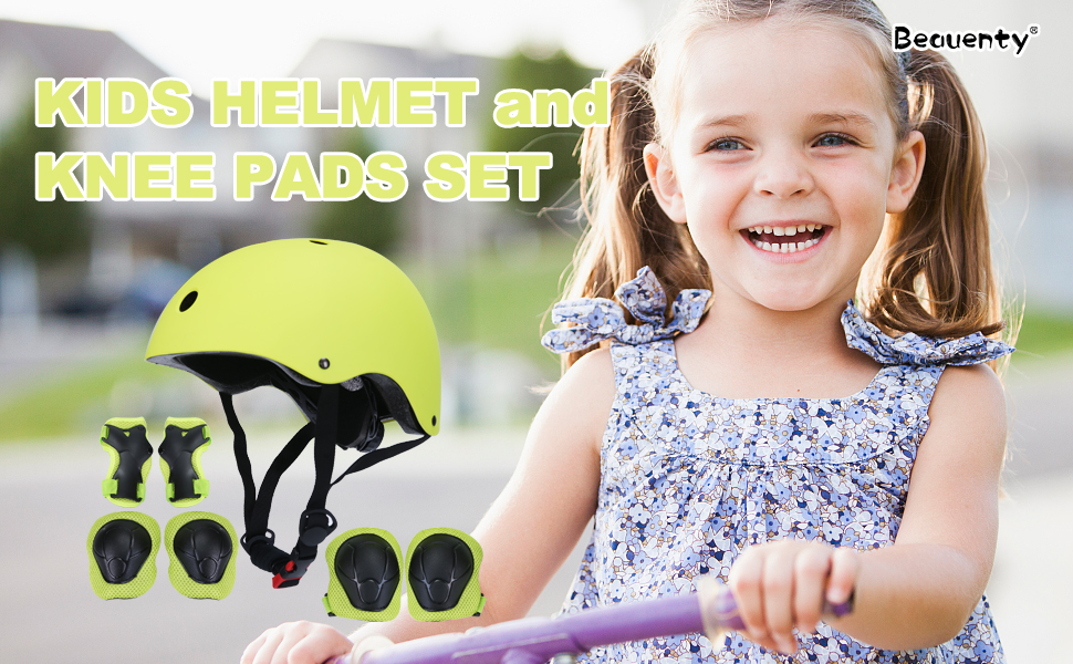 Beauenty 7 in 1 Kids Helmet and Pads Set, Adjustable 38 Years Old Kids