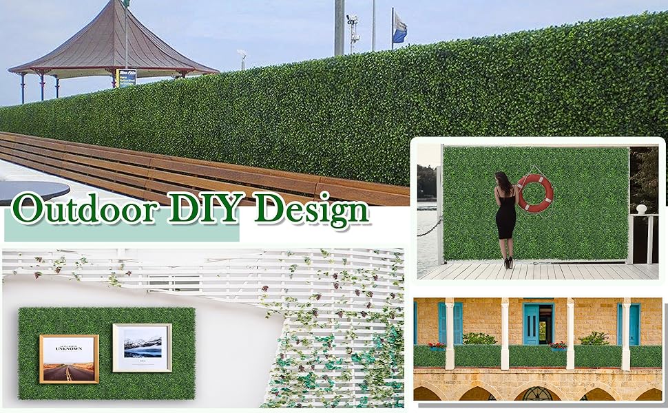 Bybeton Artificial Boxwood Grass Wall Panels,12 Pack 20"x