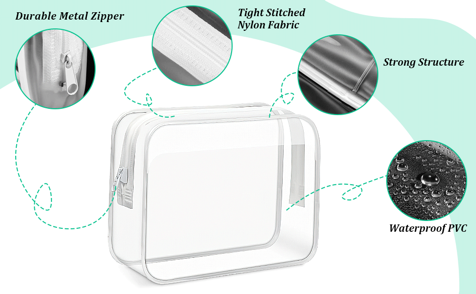 Plastic Waterproof Toiletry Bags with Zipper