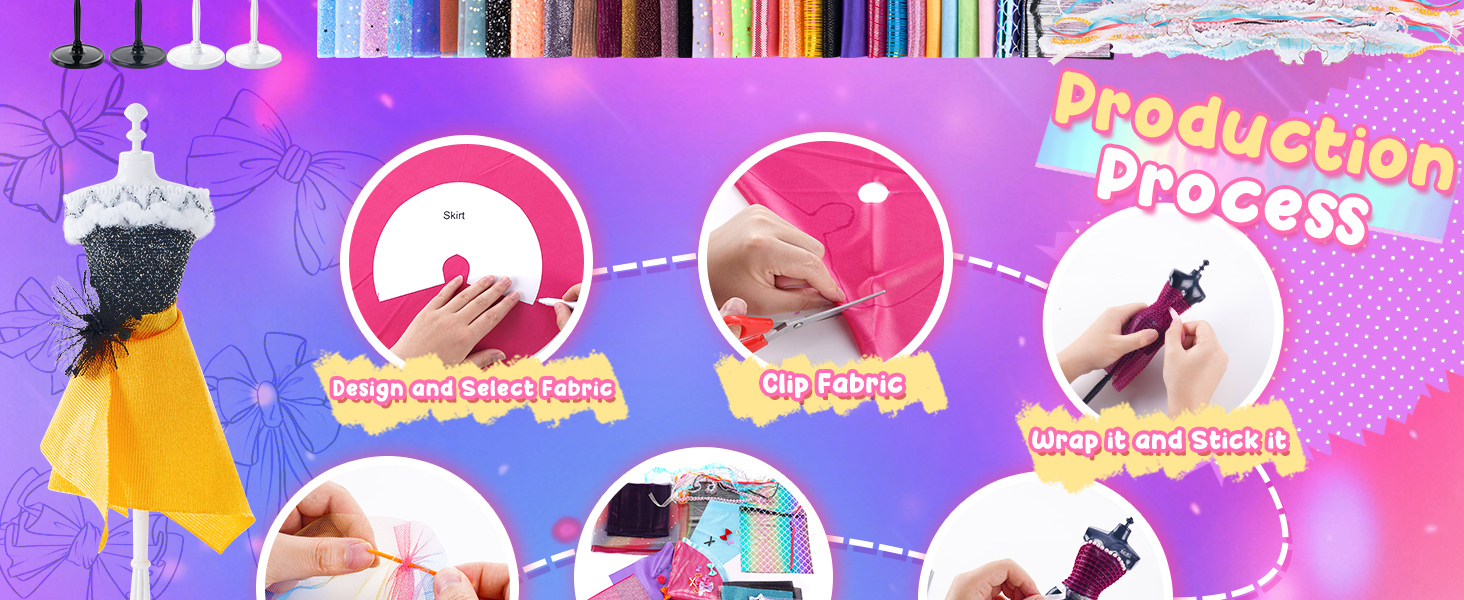 Fashion Designer Kits for Girls - DIY Arts and Crafts Kit Doll Clothes Making Set