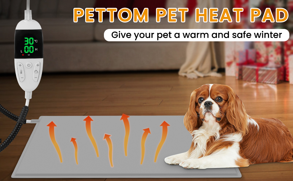 PETTOM Pet Heating Pad with Auto Shut Off, Waterproof Electric Pet
