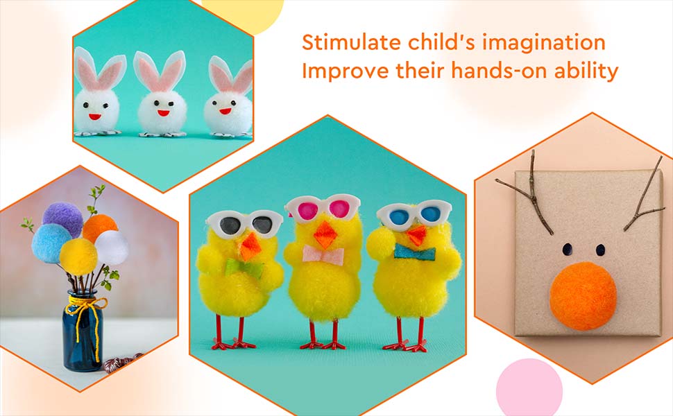 Caydo 30 Pieces Pom Poms with 100 Pieces Wiggly Eyes